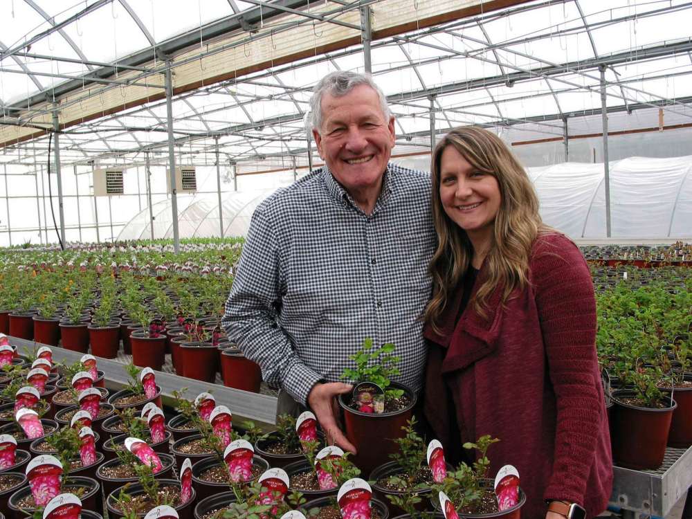 Andrea Geary
Wilbert Ronald and daughter Shawna Bell are shown in one of Jeffries Nurseries’ 20 greenhouses located next to the Trans-Canada Highway east of Portage la Prairie. Ronald and his family have operated the business for 38 years providing nursery stock for home gardeners, garden centres, landscapers and urban tree projects.