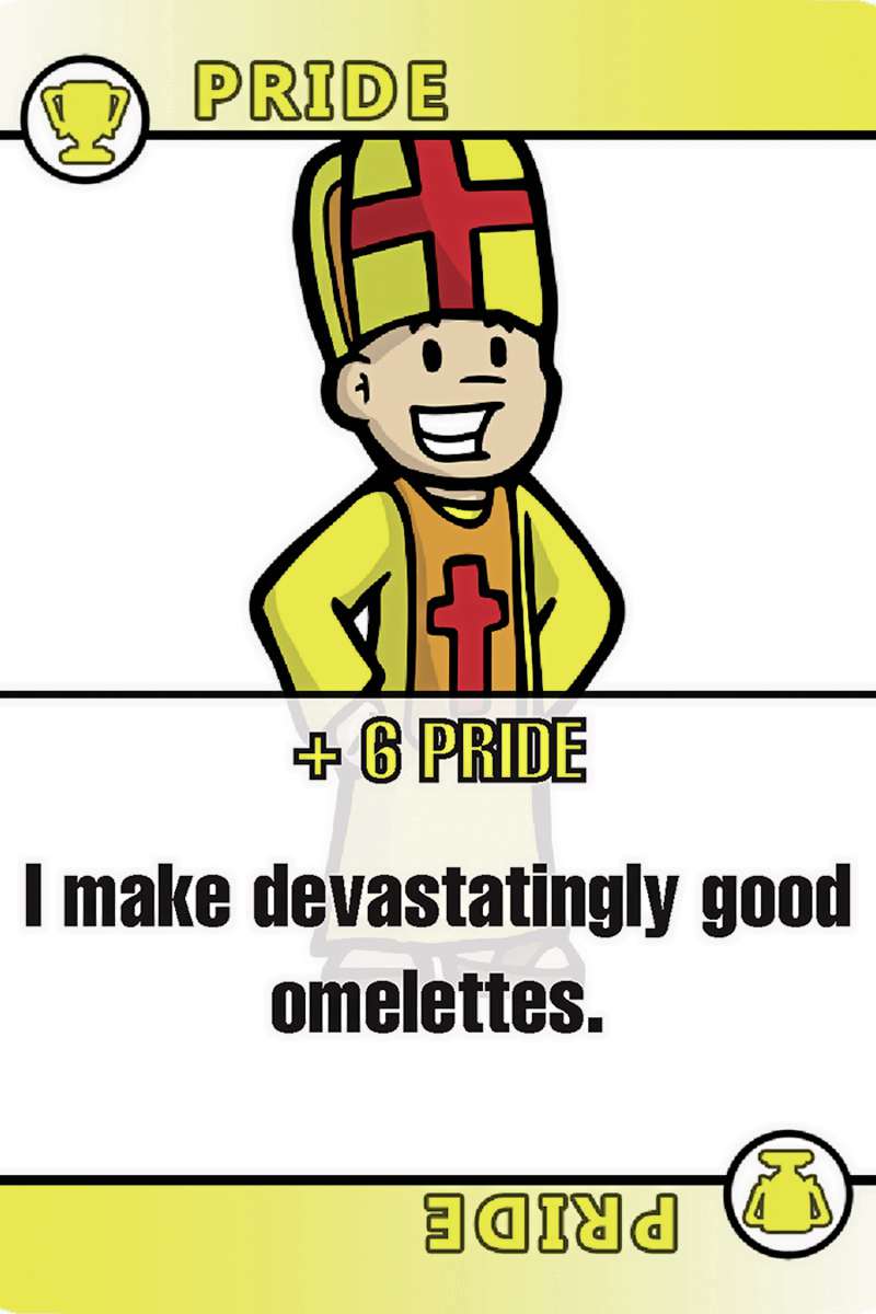 Supplied photo
An example of a Pride card found in Surplus of Popes. Despite its Pope theme, the game’s creators maintain that the game has very little to do with the Pope or Catholicsm.