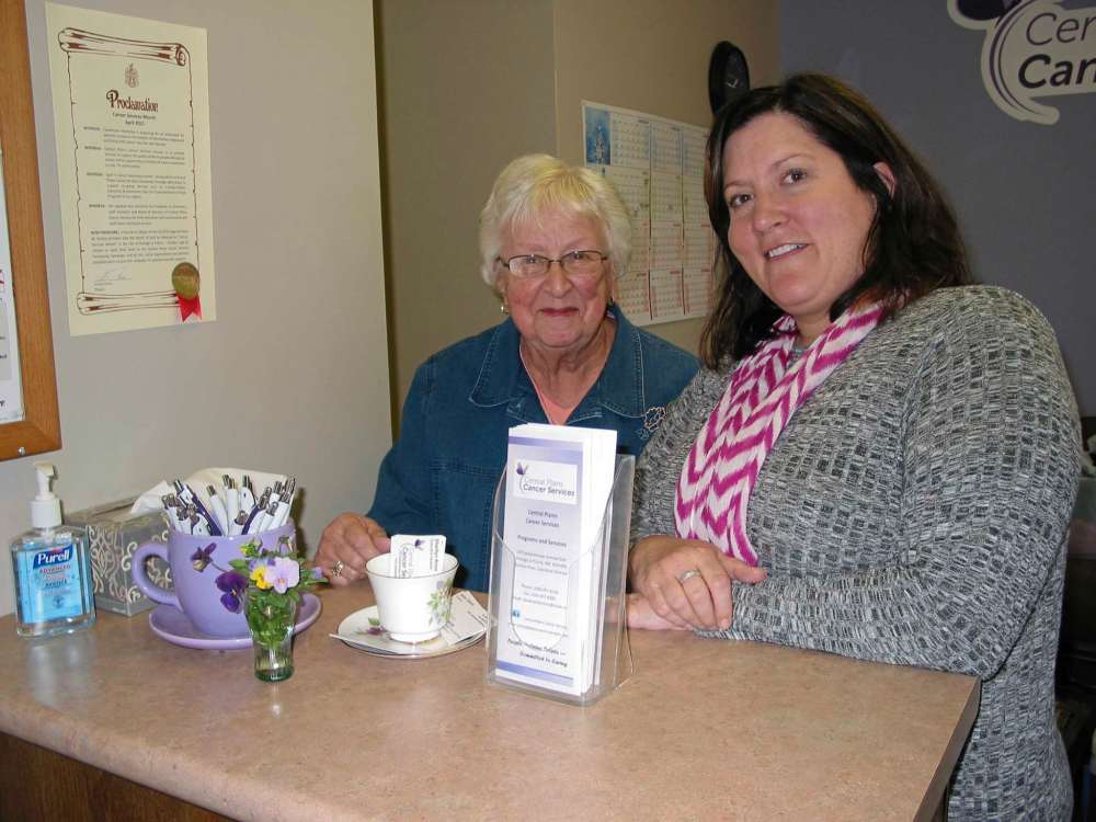 Andrea Geary
(From left) Longtime office volunteer Jean McBurney stands with Central Plains Cancer Services executive director Sharilyn Knox in the organization’s office at 318 Saskatchewan Ave. E in Portage la Prairie.