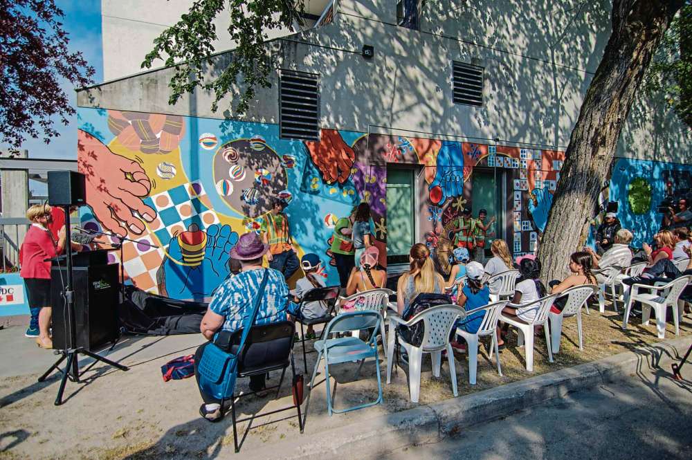 Alana Trachenko
Dozens of kids helped to create the new West End mural, located at 555 Ellice Ave.