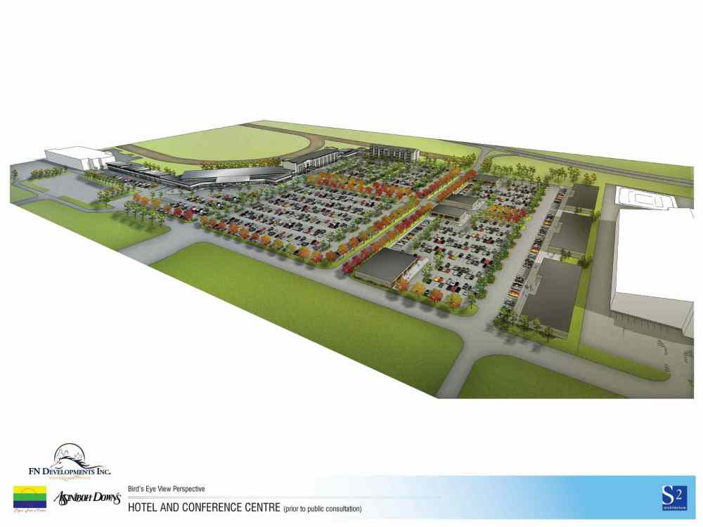 Supplied photo
A graphic of the development site. The Manitoba Jockey Club and Peguis First Nation have formed FN Developments Inc. to work on a new development at Assiniboia Downs. The plans include hotels, convention and retail space.