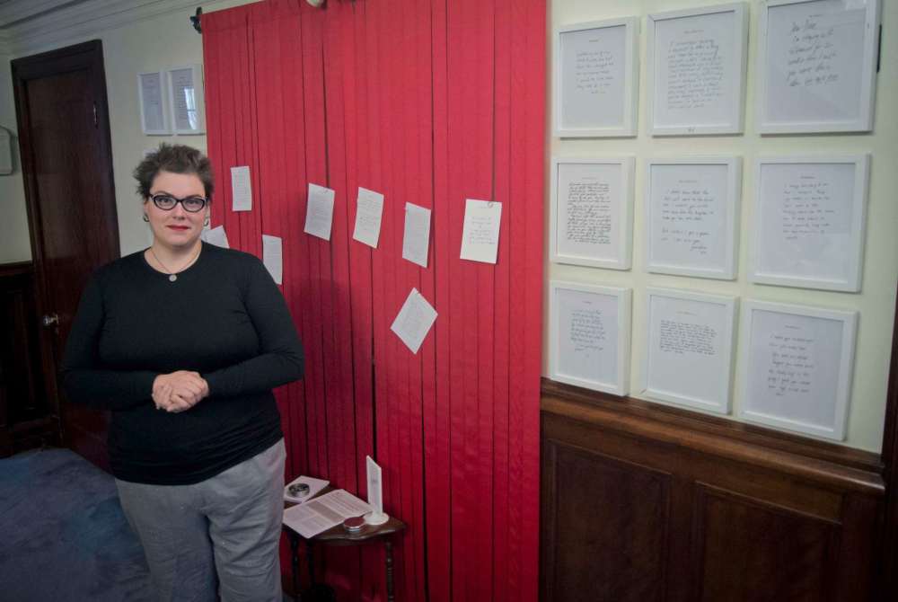 Danielle Da Silva - Sou'wester
Rev. Meghann Robern of the First Unitarian Universalist Church of Winnipeg is pictured in front of the travelling exhibit, the Reflection Room. The installation is part of a week-long event at the Wellington Crescent church exploring the topic of death.