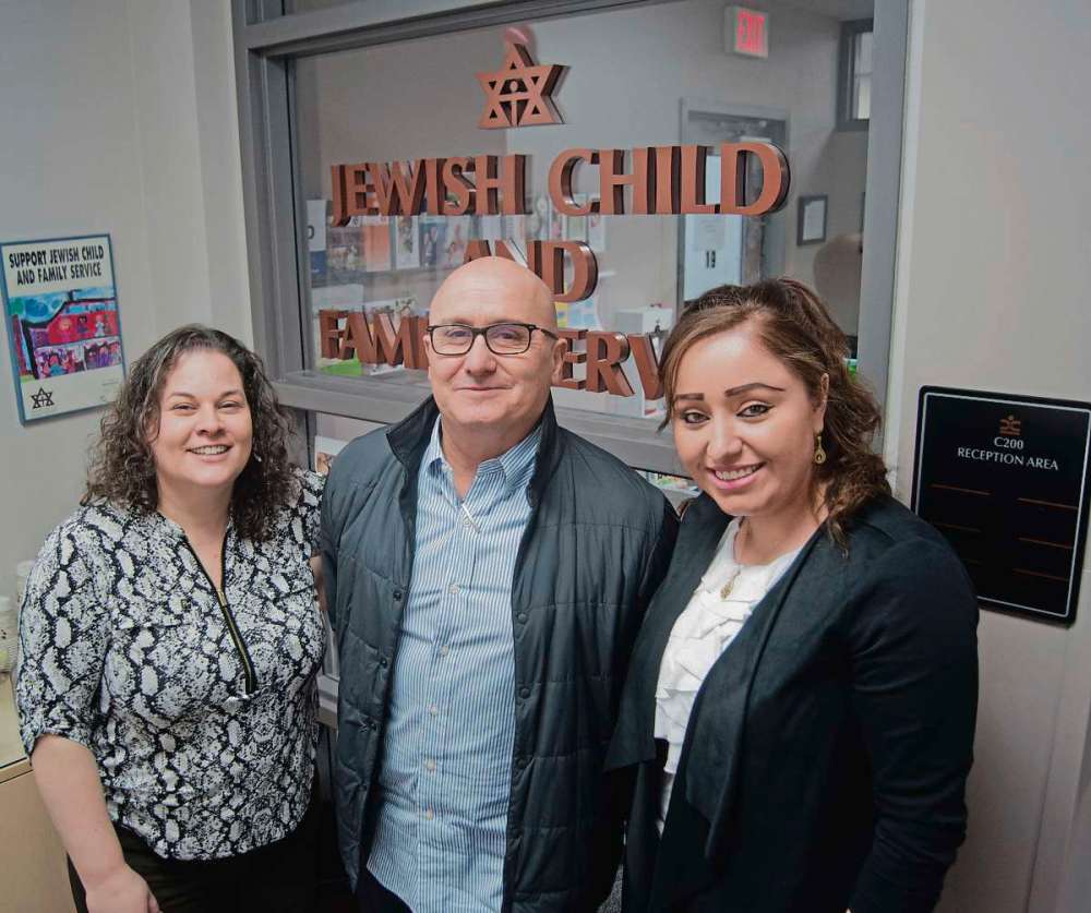 Danielle Da Silva - Sou'wester
From left: Meytal Lavy, office manager at Jewish Child and Family Services, Michel Aziza, volunteer organizer with Operation Ezra, and Nafiya Naso, settlement worker with Operation Ezra and Jewish Child and Family Services.