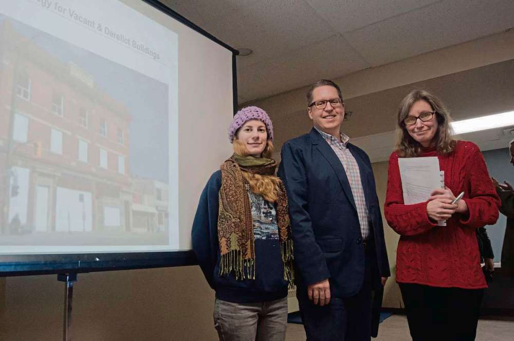 Danielle Da Silva - Sou'wester
Members of the Rubin Block Advocates Association are pictured from left, Linday Waedt, Jeff Palmer and Jennifer Lukovich. The association will be exploring community efforts to encourage redevelopment of the apartment building at 270 Morley Ave.