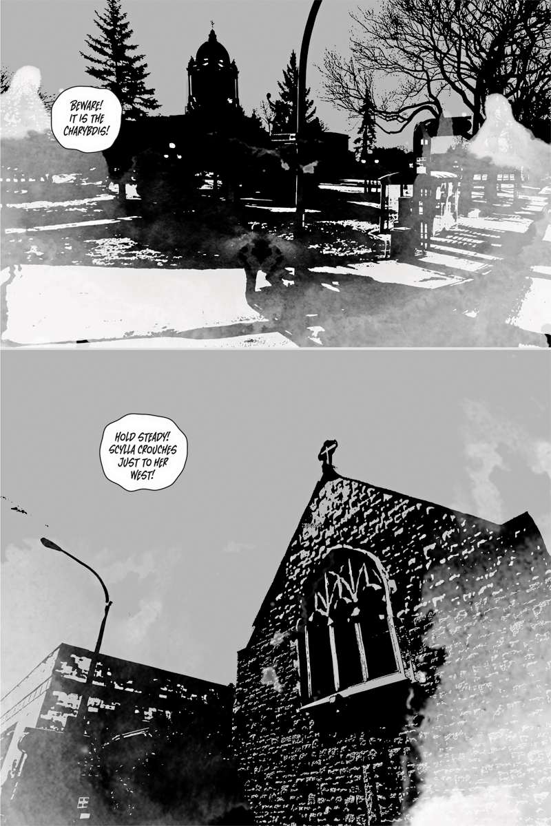GMB Chomichuk/Renegade Arts Entertainment
It was a during bus ride between downtown and the University of Manitoba, back in the 1980s, where Kindzierski first drew a connection between the Legislative Assembly and All Saints Anglican, and the Scylla and Charybdis of Odysseus’ journey.