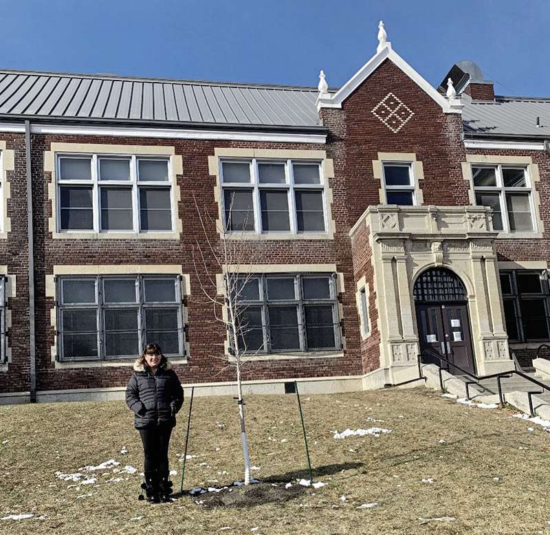 Supplied photo
Bernadette Smith, MLA for Point Douglas, stands outside her old middle school, Isaac Newton School, which is celebrating its centennial this year.