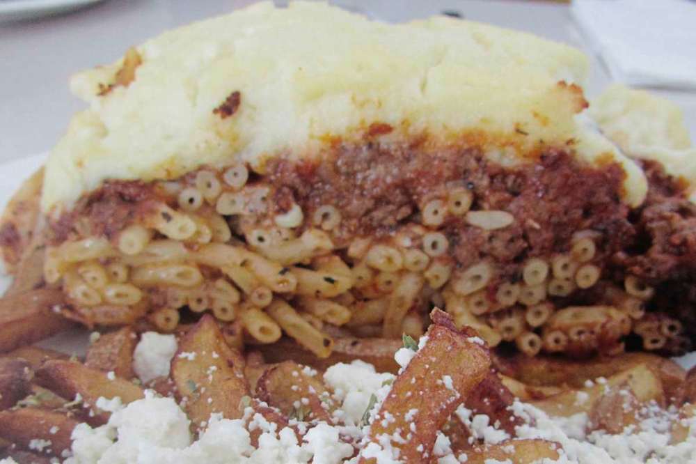 Photo by Kathryne Grisim
The pastitsio at Olympia diner sports layers of pasta, topped with béchamel.