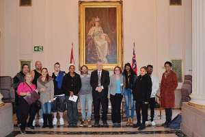 Supplied photo
On Oct. 3 MLA Jim Maloway gave greetings and visited with Horizons Learning Centre’s Tara Debreuil and her students and staff at Room 200 Manitoba Legislature during their tour.