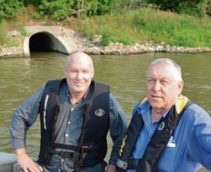 Supplied photo 
Elmwood MLA Jim Maloway and Coun. Jason Schreyer (Elmwood-East Kildonan) at the Munroe Pumping Station.