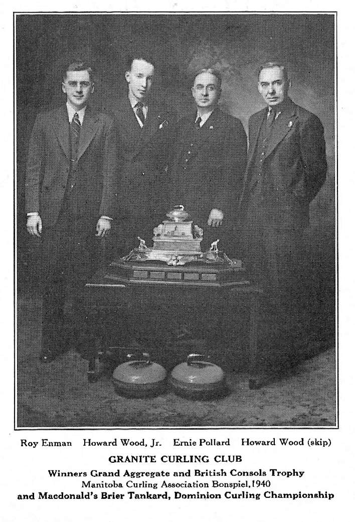 Supplied photo
Howard (Pappy) Wood Sr.’s Granite foursome won 1940 Canadian men’s curling championship at the Winnipeg Amphitheatre.