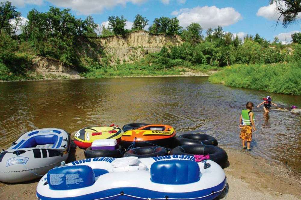 Photo by RoseAnna Schick
Voyageur’s View Campground offers kayaking, fishing, volleyball courts and a playground area in addition to a 6.5-kilometre tubing run.