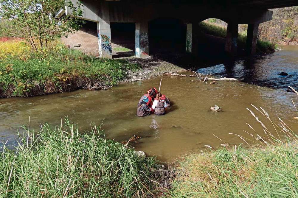 Photo by Michele Kading
Students at the Seine River below the Fermor Avenue bridge.
