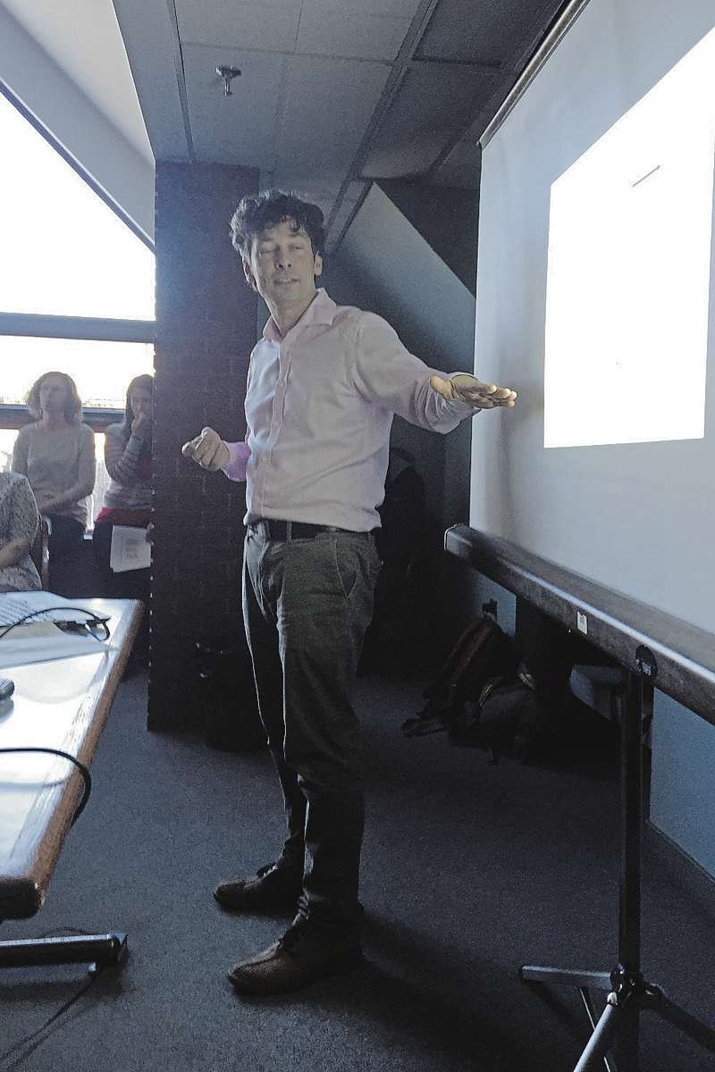 Supplied photo
Josh Brandon of Make Poverty History gives a presentation during an event at Crossways in Common.