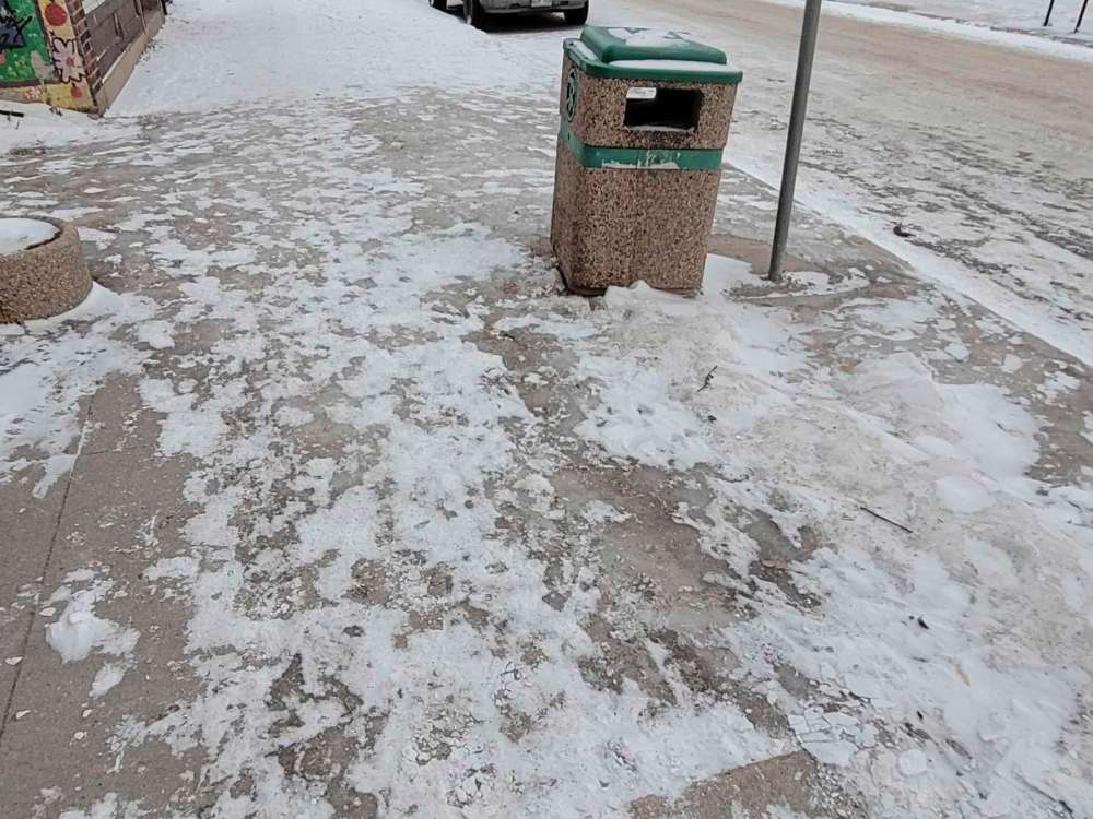 Photo by Dylon Martin
Winnipeg’s city sidewalks are often not ploughed or cleared as quickly as its streets and roadways.