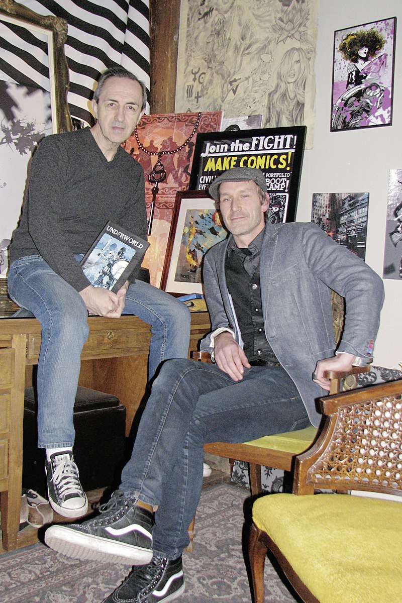 Photo by Darren Ridgley
Artist GMB Chomichuk (right) and writer Lovern Kindzierski have collaborated on a new graphic novel, Underworld, infusing The Odyssey into the streets of Winnipeg.