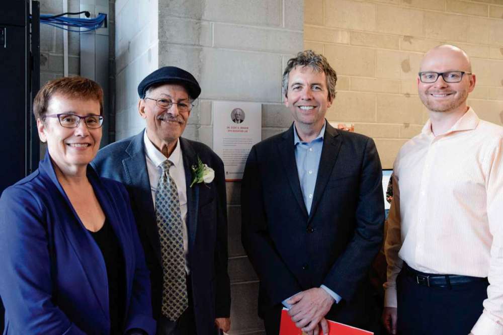 Supplied photo
From left: Dr. Annette Trimbee, University of Winnipeg president and vice-chancellor; Dr. Ezzat A. Ibrahim; Brian Daly, University of Winnipeg Foundation president and chief executive officer; and Dr. Chris Henry, U of W professor of applied computer sciences are pictured at the opening of the Dr. Ezzat A. Ibrahim GPU Educational Lab.