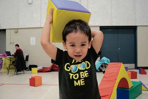 Eva Wasney
Lucas Swampy, 3, plays with blocks at Weston Memorial Community Centre's Bright Start program hosted by NorWest Co-op Community Health.