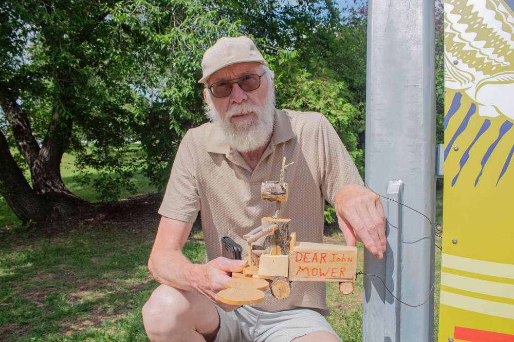 Photo by Justin Luschinski
June 30, 2020 - Paul Leullier, holding one of his reindeer figures near Grace Hospital. Leullier put over 51 reindeer art pieces around Sturgeon Creek Park. (JUSTIN LUSCHINSKI/CANSTAR COMMUNITY NEWS/METRO)