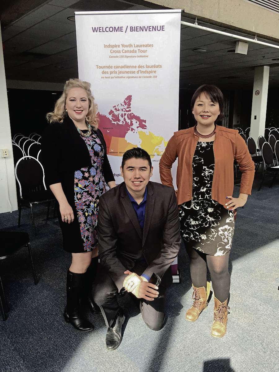 Supplied photo
Indspire Laureate’s Fauna Kingdon (left) Kendal Netmaker (middle) and Elizabeth Zarpa (right) at the University of Manitoba on April 27.