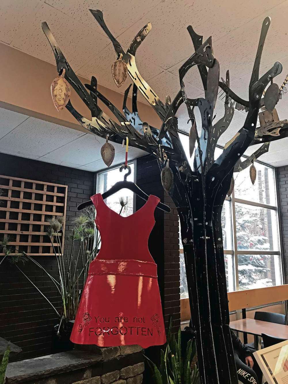 Photo by Ligia Braidotti
The red dress represents the missing and murdered Indigenous women and girls in Canada.