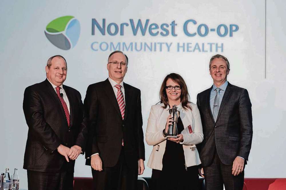 Supplied photo
NorWest Co-op executive director Nancy Heinrichs (third, from left) is pictured at the Aon Best Employers gala in 2016.