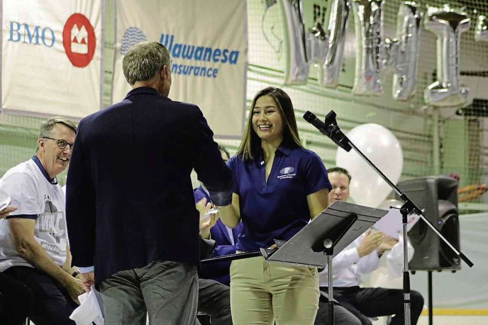 Photo by Ligia Braidotti
Saije Catcheway greets Jamie Brown, CEO at Frantic Films, where she will be trained this summer.