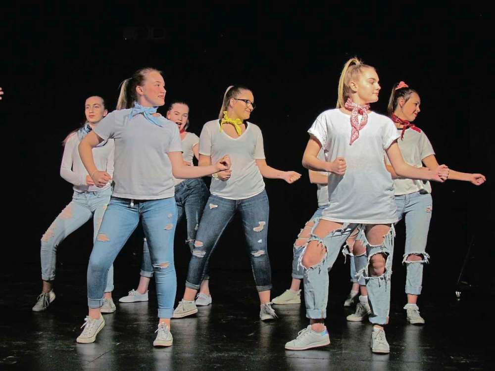SUPPLIED PHOTO
Miles Macdonell Collegiate students Rhyanne Zurstegge, Amelia Vandal, Julie Sichello, Tehya Ingram, Leah Stark, and Julia Maisey cut a rug at last year’s ‘Dancing with the Staff’ event. The annual show, now in its second year, raises funds for the school’s dance program. This year’s event takes place May 24 at 7 p.m. in the school theatre (757 Roch St.)