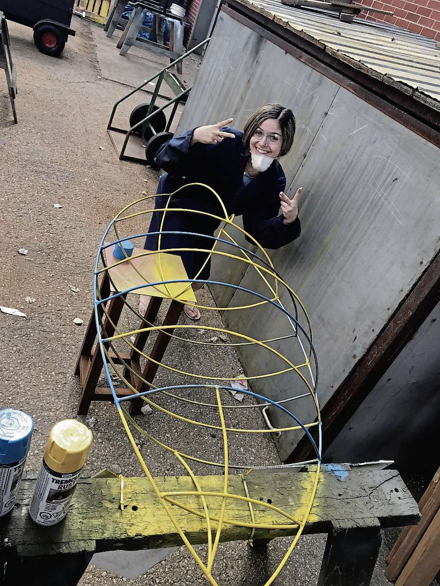 Supplied photo
Brianna McNeil (left) is a Grade 12 metal arts student at Murdoch MacKay Collegiate, collaborated with Aspen Baker to create Bubbles, a piece of functional metal art that has been installed on the beach The Oasis on Oasis Road to help encourage visitors to recycle.