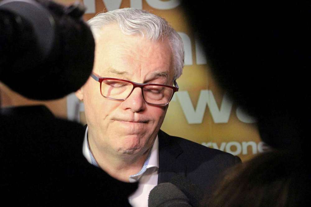 Canstar file photo by Scott Billeck
Longtime St. Boniface MLA and former premier Greg Selinger announced on Feb. 20 he will be stepping down as NDP MLA for the riding on March 7. In this file photo, Selinger is pictured on April 19, 2016 on the night of the last provincial election when he was re-elected in the St. Boniface riding, while the NDP government was defeated.