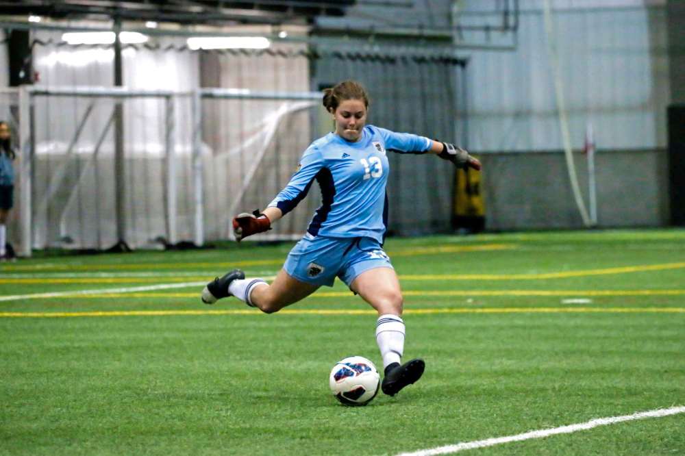Supplied photo by Dave Mahussier
Anna Biebrich pictured in action for the University of Manitoba Bisons women's soccer team.