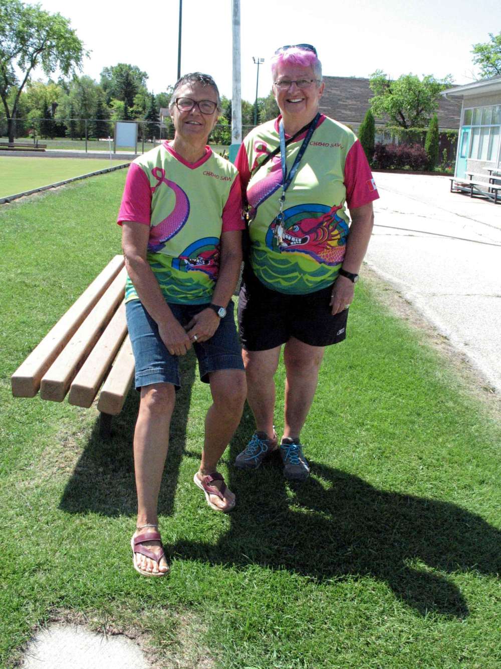 Simon Fuller
Sylvie Mathers (left) and Shirley Stone are members of the Chemo Savvy dragon boat team, which recently competed at the 2019 Canadian Dragon Boat Championships at Wascana Lake in Regina. (SIMON FULLER/CANSTAR NEWS/THE LANCE)