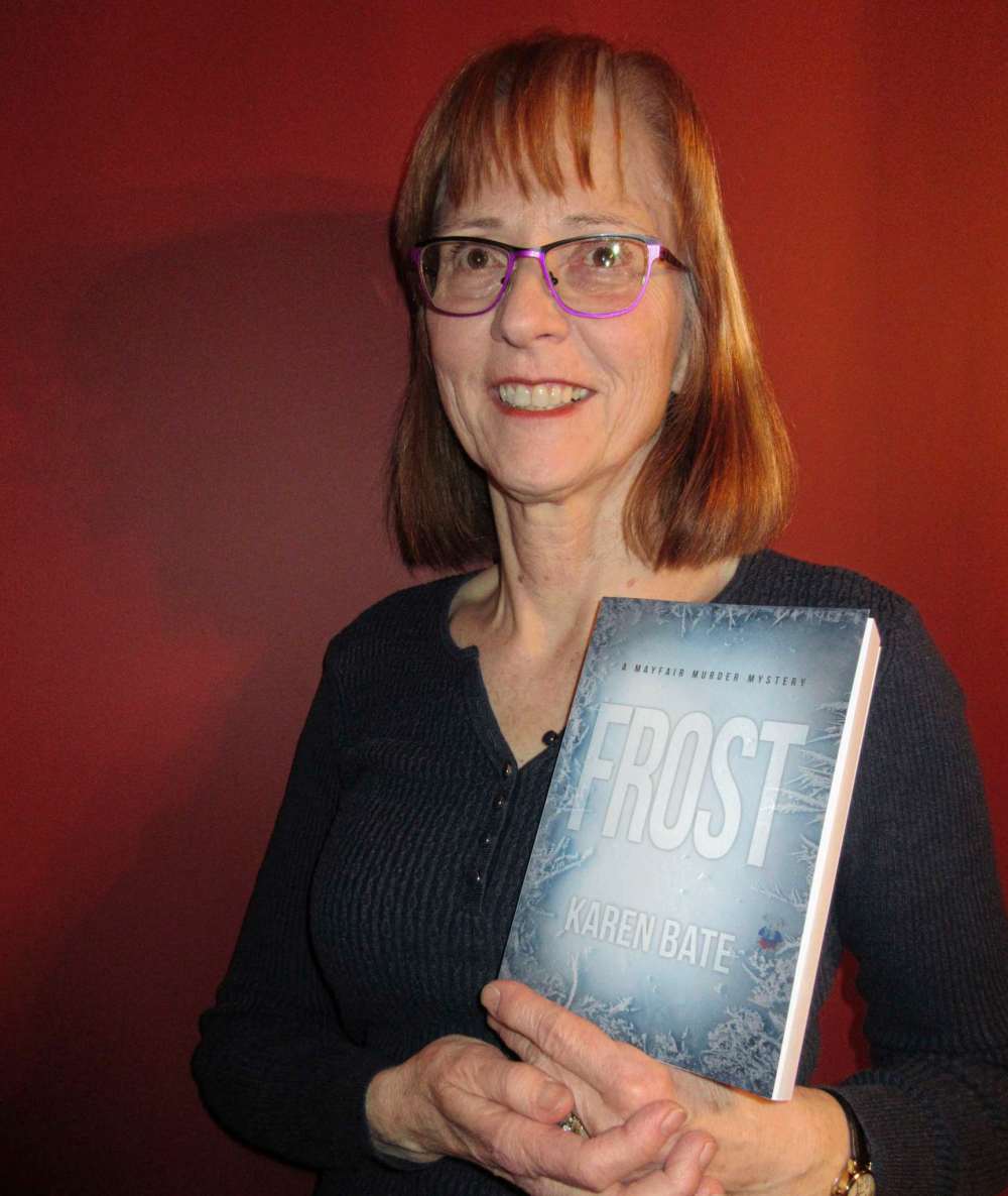 Supplied photo
Karen Bate is pictured with Frost — the fourth book in the Mayfair Murder Mysteries series.