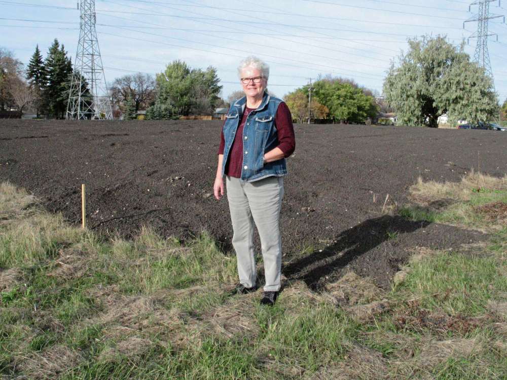 Simon Fuller
St. Vital Agricultural Society director Karen Fontaine, recently pictured here at the site of the Sesquicentennial garden project that she is spearheading, is looking forward to community members renting a plot.