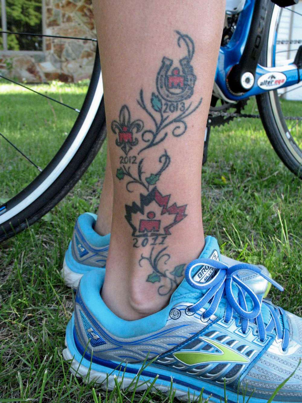 Simon Fuller
Elaine Ross has tattoos representing her appearances in Ironman competitions. (SIMON FULLER/CANSTAR NEWS/THE LANCE)