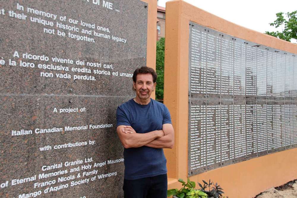 Sou'wester
Centro Caboto president Tony Pesce by the memorial wall that will have landscaping done this summer.