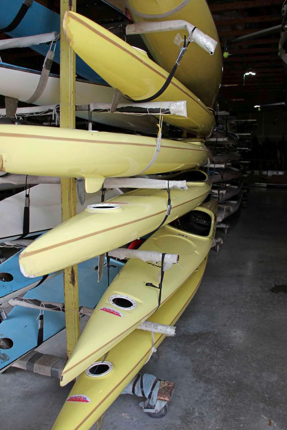 Sou'wester
Racks holding kayaks inside the Manitoba Canoe and Kayak Centre.