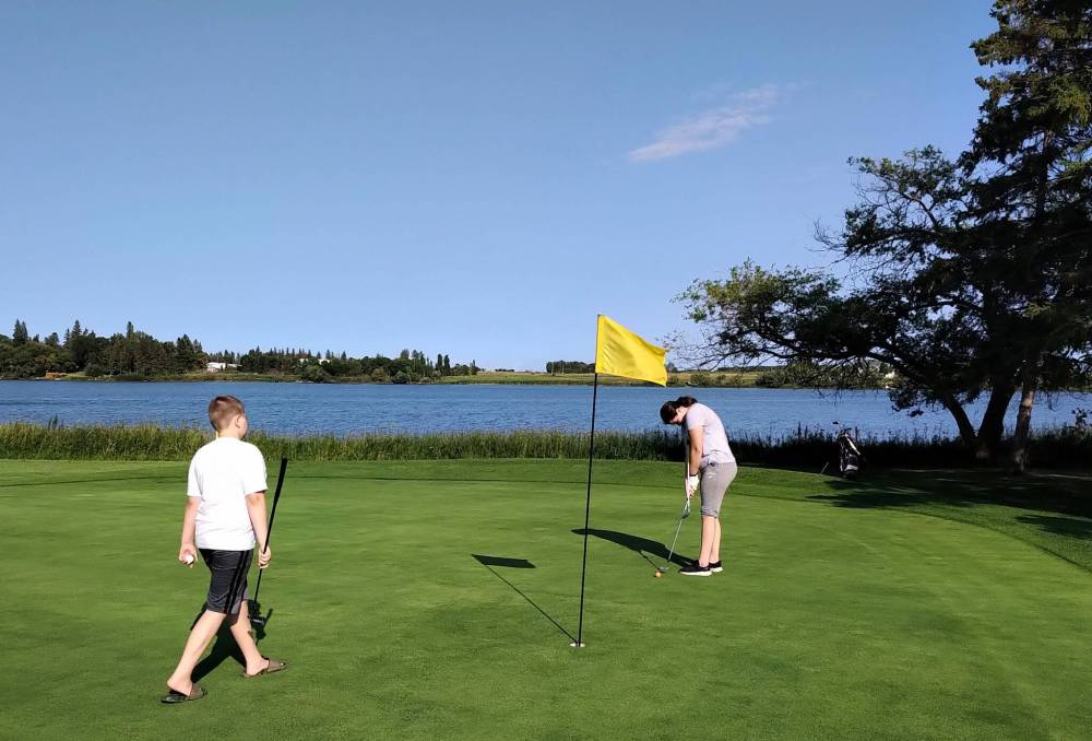 The ninth green at Lakeside plays downhill, right next to the shoreline so be careful not to end up in the water.