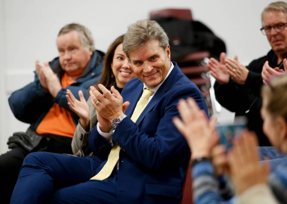 John Woods / Winnipeg Free Press
PC candidate for Kirkfield Park, Kevin Klein, smiles as he accepts the nomination at a PC party nomination meeting at Sturgeon Heights Community Centre Monday, November 14, 2022.