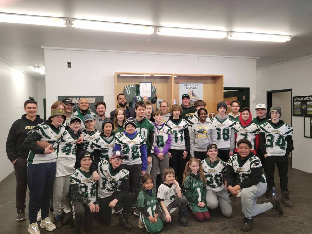 Supplied photo
Provincial and city funding for Windsor Park-based Falcons Football Club was recently announced.