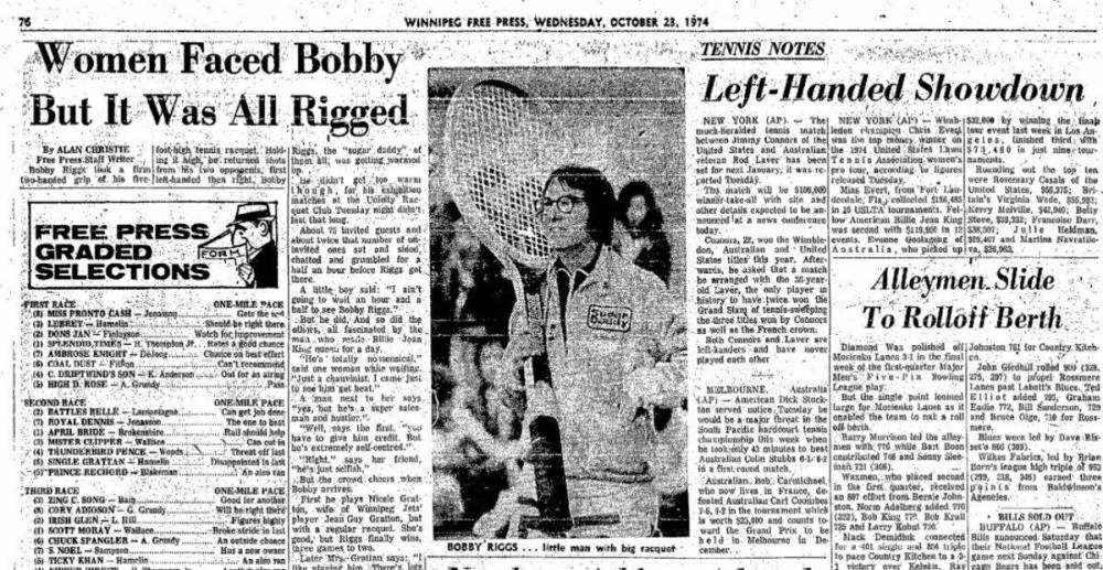 When Bobby Riggs brought his circus to town – Our Communities