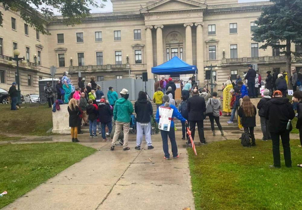 Supplied photo
                                Speakers from Manitoba’s animal advocacy community spoke passionately about animal protection at the Vote Animal rally on Sept. 23.