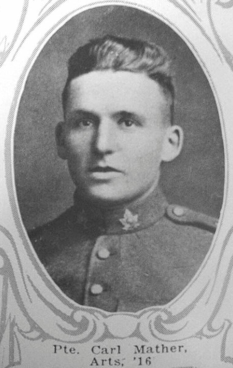 University of Manitoba Archive
Mather as he appeared in the University of Manitoba’s roll of honour, dedicated to students who lost their lives.