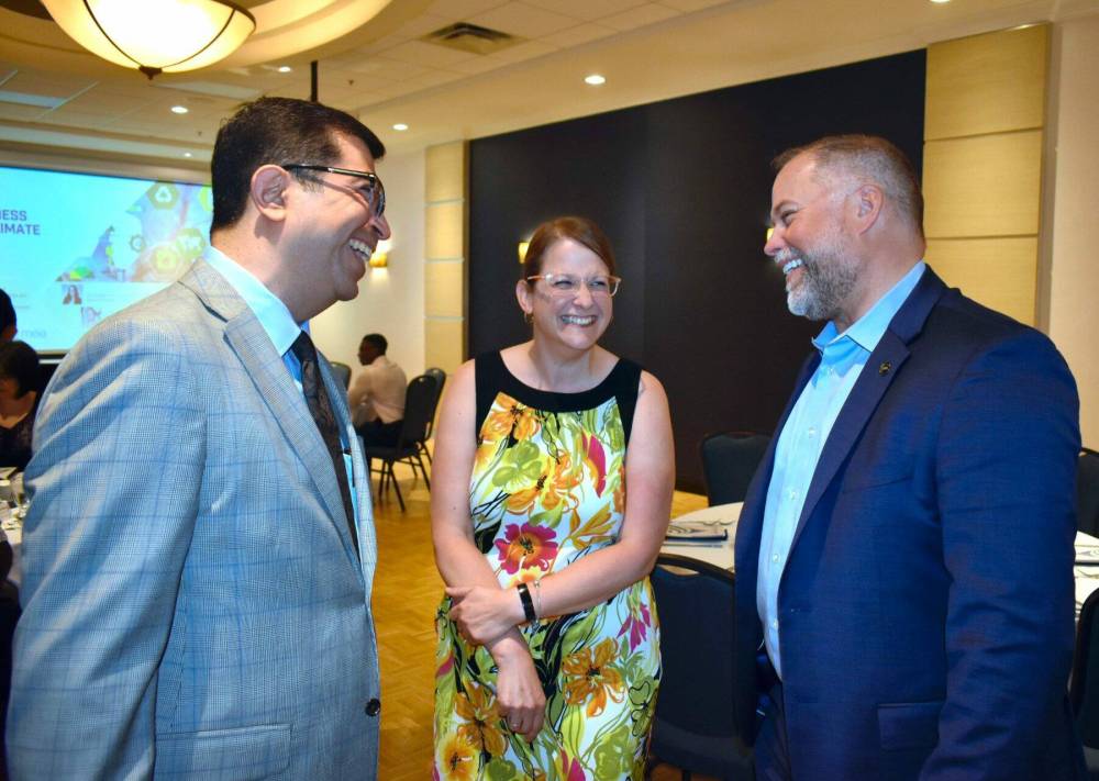 Supplied photo
Kristi Meek, executive director of the Assiniboia Chamber of Commerce, chats with past chairs Mehmood Batla (left) and Robert Bachart (right) at last year’s Business Excellence Awards. Nominations are now open for this year’s awards, to be presented at the Chamber’s annual general meeting on May 16.