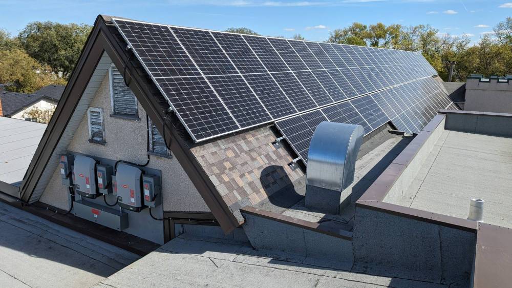 Supplied photo
Last year, Transcona Memorial United Church installed 25-kilowatt solar panels to the church’s steep, southfacing roof, among a number of other sustainable retrofits. Less than a year later, the church’s carbon footprint has been reduced by approximately 50 per cent, with room for more improvement.
