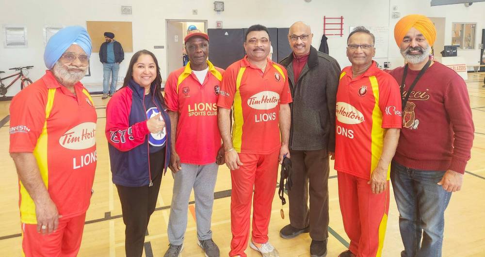 Supplied photo
Among the guests who brought greetings on the final day of Maples C.C.’s indoor cricket program were Tony Kreml, superintendent of Seven Oaks School Division, city councillor Devi Sharma (Old Kildonan), MLAs Diljeet Brar (Burrows) and Mintu Sandhu (The Maples) and correspondent Derek Dabee, in his role as a SOSD school trustee.