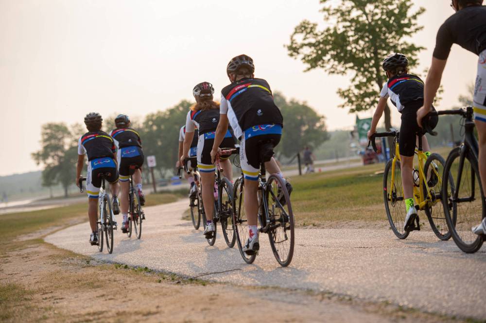 Free Press file photo
                                Triathlon Manitoba athletes ride their bikes during a practice in Birds Hill Park in 2021. The 2024 triathlon season got off to a start on June 8, with events running through summer in the lead up to the Summer Games in Dauphin in August.