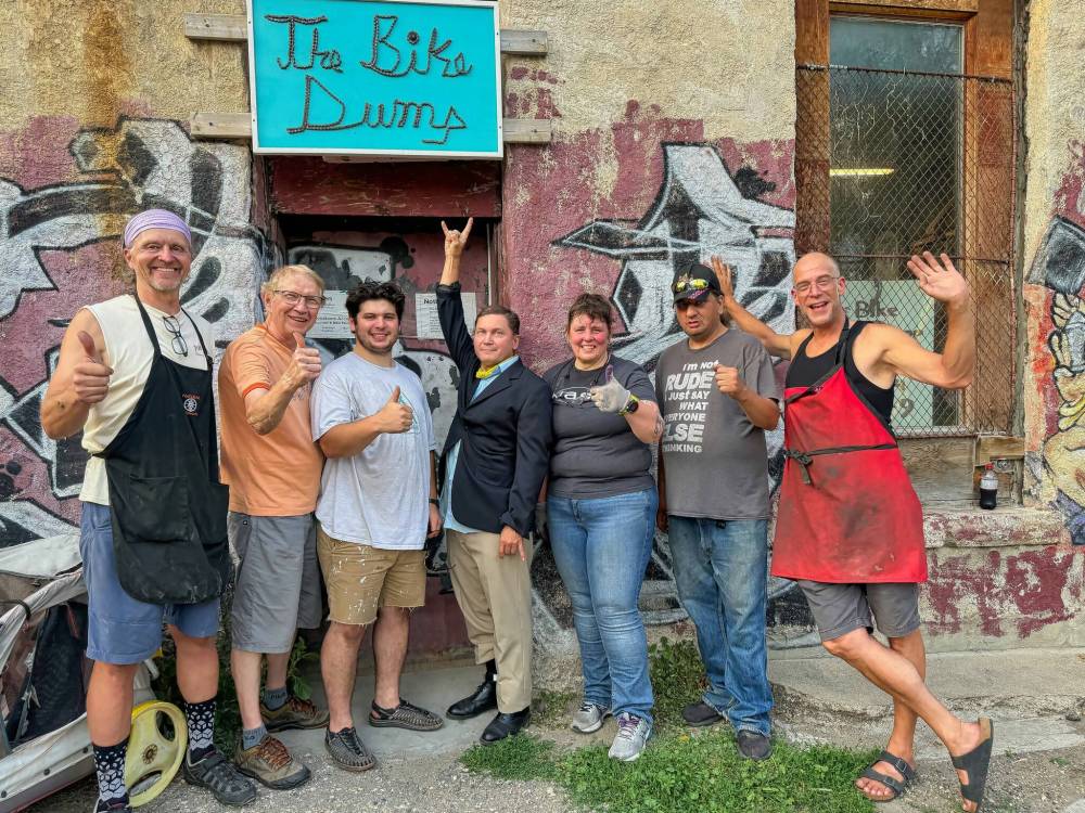 Supplied photo
Volunteers at the Bike Dump are pictured recently. It’s been announced that Red River Mutual is providing the organization with $18,000 in funding to support the installation of new metal cabinets and additional lighting in the space.
