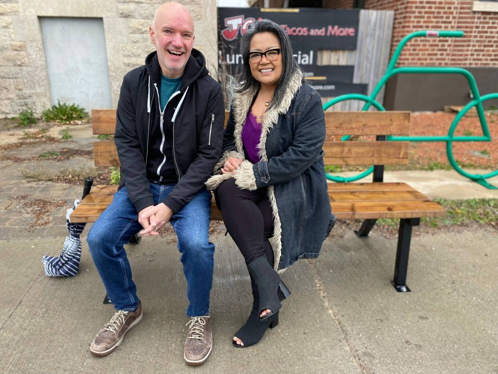 Photo by Sheldon Birnie
ReImagine Elmwood chair Michel Durand-Wood and Leilani Esteban-Villarba, executive director of the Chalmers Neighbourhood Renewal Corporation.