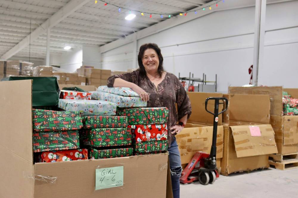 File photo by Emma Honeybun
Shawna Bell, executive director of the Christmas Cheer Board, pictured at the organization’s Century Street headquarters in November, as its 2024 campaign kicked off. Bell is thrilled how the Cheer Board’s community of volunteers once again rallied for the cause.