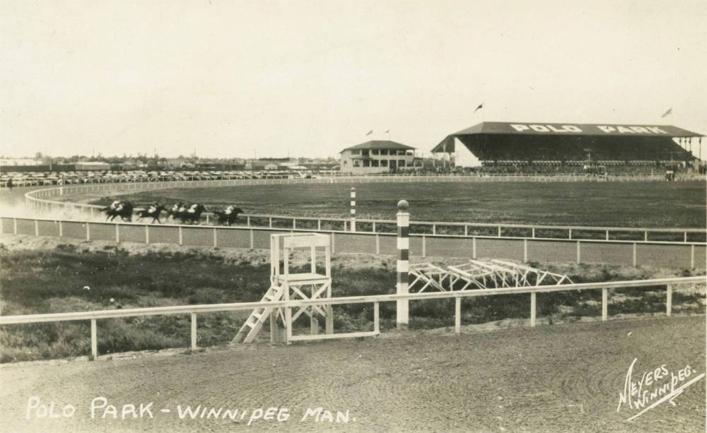 Meyer’s Photography Winnipeg
An undated photo of the Polo Park racetrack in action. It officially opened on June 12, 1925, and held its last race on July 4, 1956.